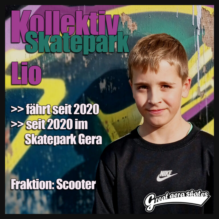 Lio fährt schon seit 2020 im Skatepark Gera Scooter und vertritt natürlich auch bei den Treffen die Interessen der Scootergemeinde.